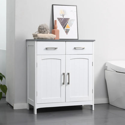 Bathroom Floor Cabinet, Freestanding Linen Cabinet, White