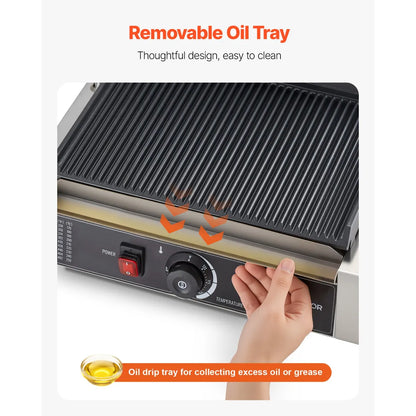 Compact Panini Press – Electric Sandwich Grill with Ribbed Plates