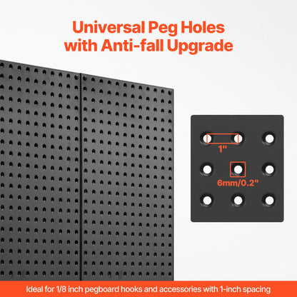 Heavy-duty metal pegboard panels set of 2, black