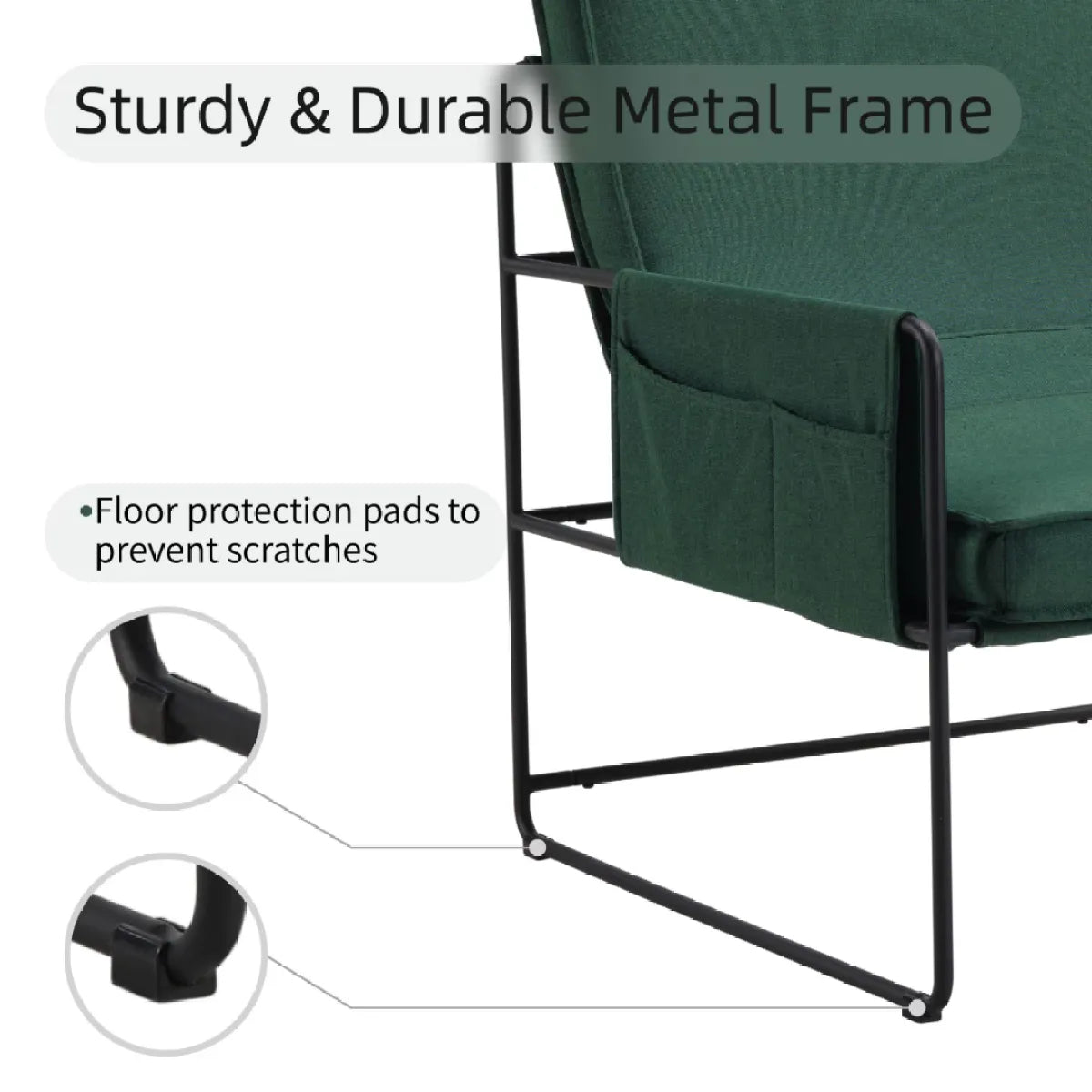 Sling Accent Chair with Removable Cushion, Green