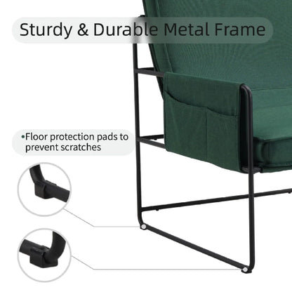 Sling Accent Chair with Removable Cushion, Green