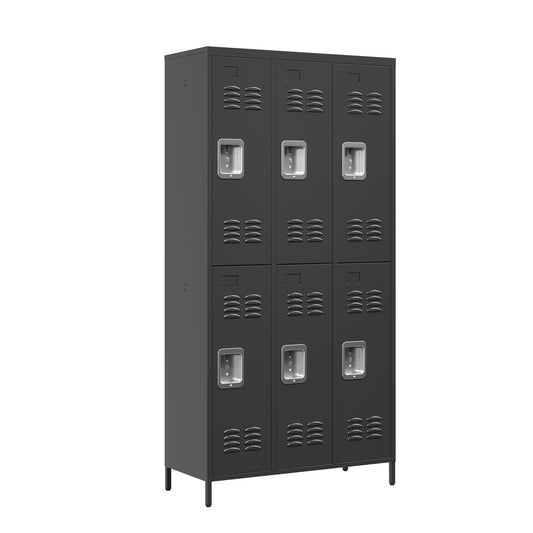 6-door metal locker, 72 inch, black