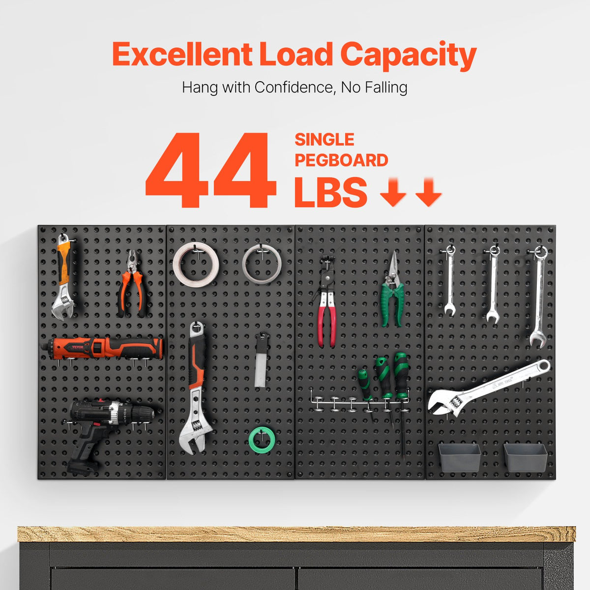 Heavy-duty metal pegboard panels set of 4, black