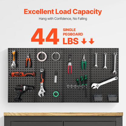 Heavy-duty metal pegboard panels set of 4, black