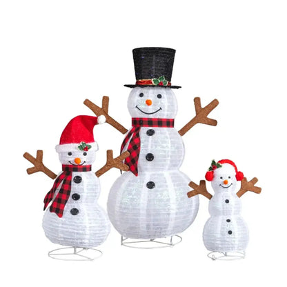 Set of 3 Pre-Lit Snowman Family Christmas Yard Decorations