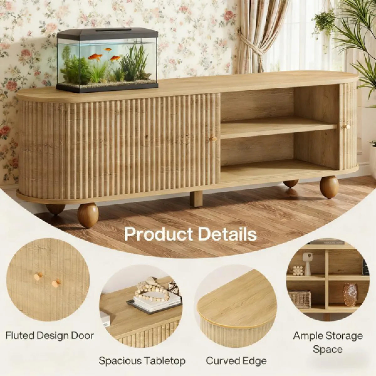 70" Farmhouse Sliding Door TV Stand, Walnut – view 3