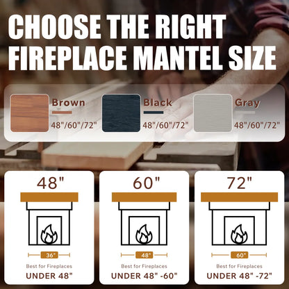 60" Rustic Wood Fireplace Mantel, Floating Wall Shelf – view 4