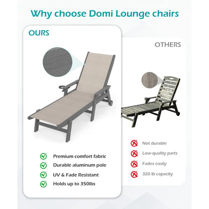 Outdoor Pool Lounge Chairs, Set of 2, Khaki