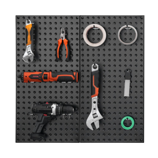 Heavy-duty metal pegboard panels set of 2, black
