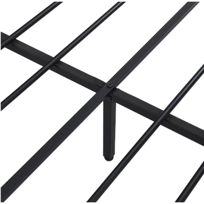 Queen Metal Platform Bed Frame – Wood Headboard & Footboard with USB Port, Black+Brown Bedroom – view 4