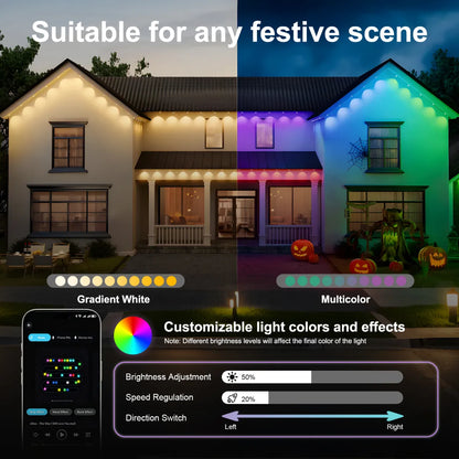 Permanent Outdoor RGB String Lights – Smart App-Controlled Eave Lights