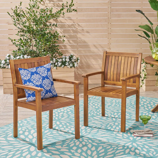 Teak Wood Dining Chairs, Set of 2