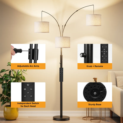 Three-Head Floor Lamp color temperature detail