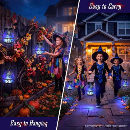 Halloween Solar Spider Lanterns, Set of 2, Flickering Flame
