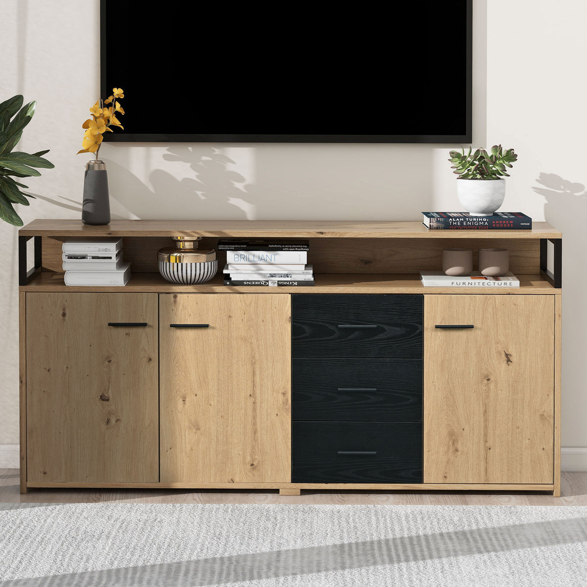 Industrial sideboard with 3 doors and 3 drawers