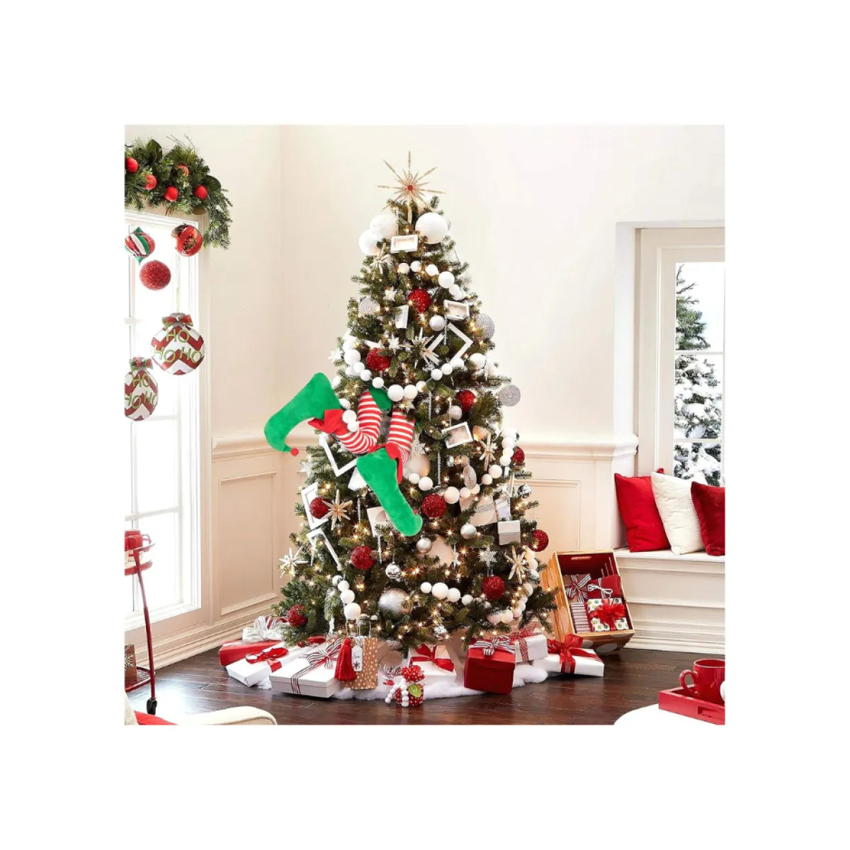 Elf Legs Stuck in Tree Christmas Tree Topper
