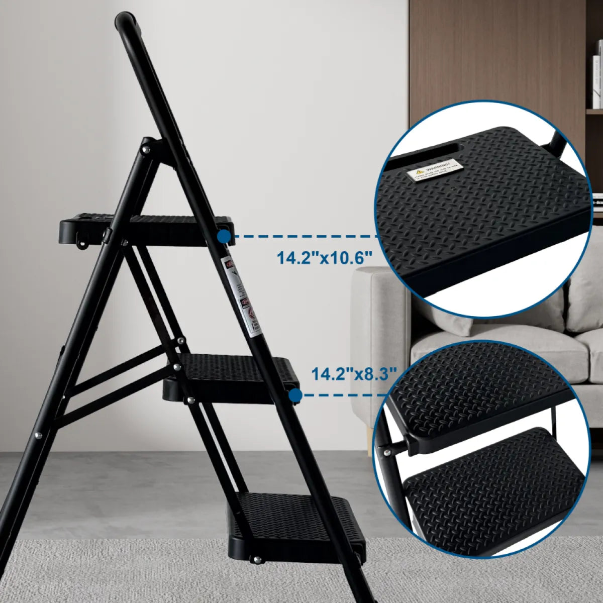 3-Step Folding Step Stool – Anti-Slip Steel Ladder