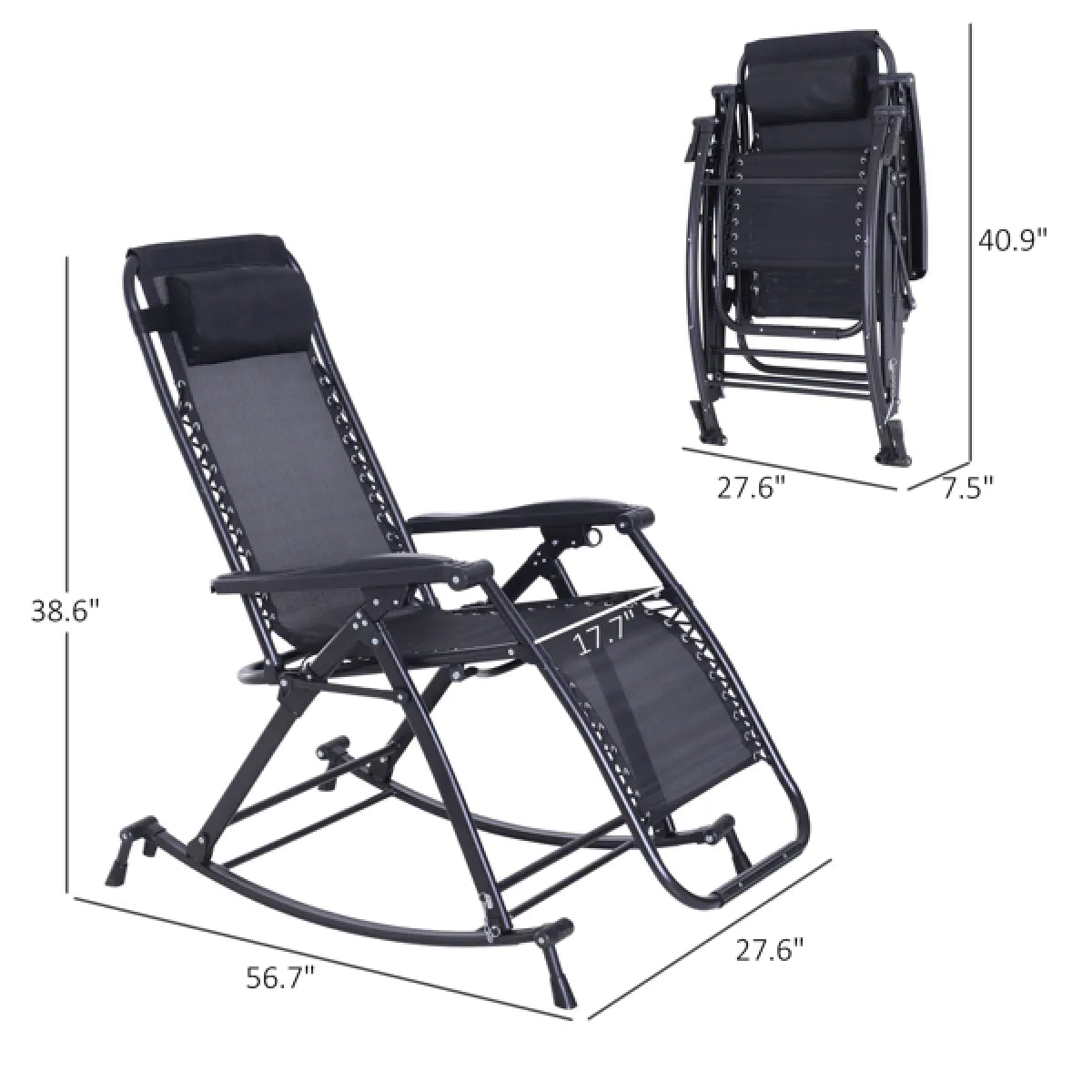 Zero-Gravity Folding Recliner Lounge Chair, Black