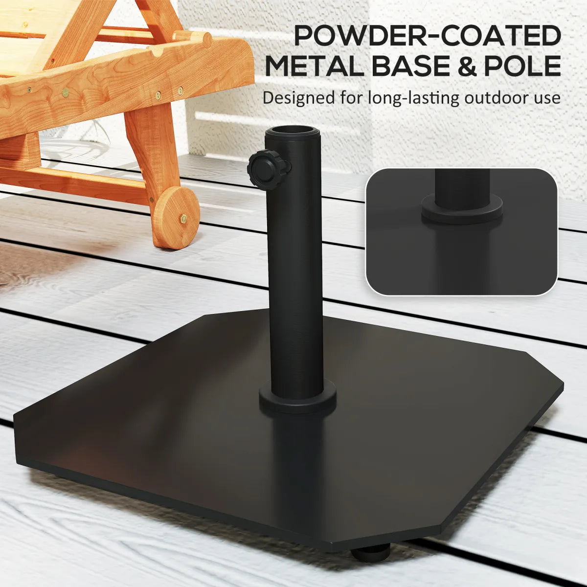 Square Patio Umbrella Base, 41 lbs Metal Stand with Adjustable Foot Pads, Black