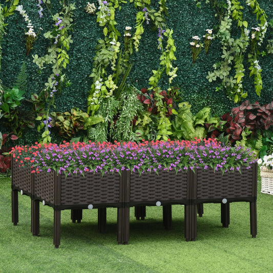 6-Piece Raised Garden Bed Set with Legs, Brown