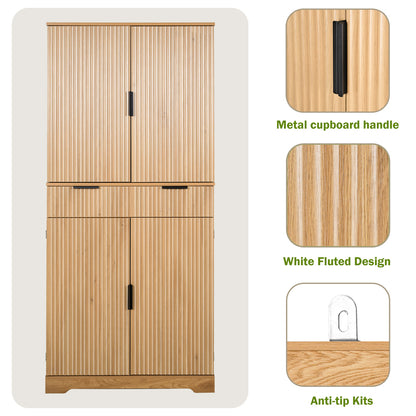 72 inch fluted pantry cabinet, oak
