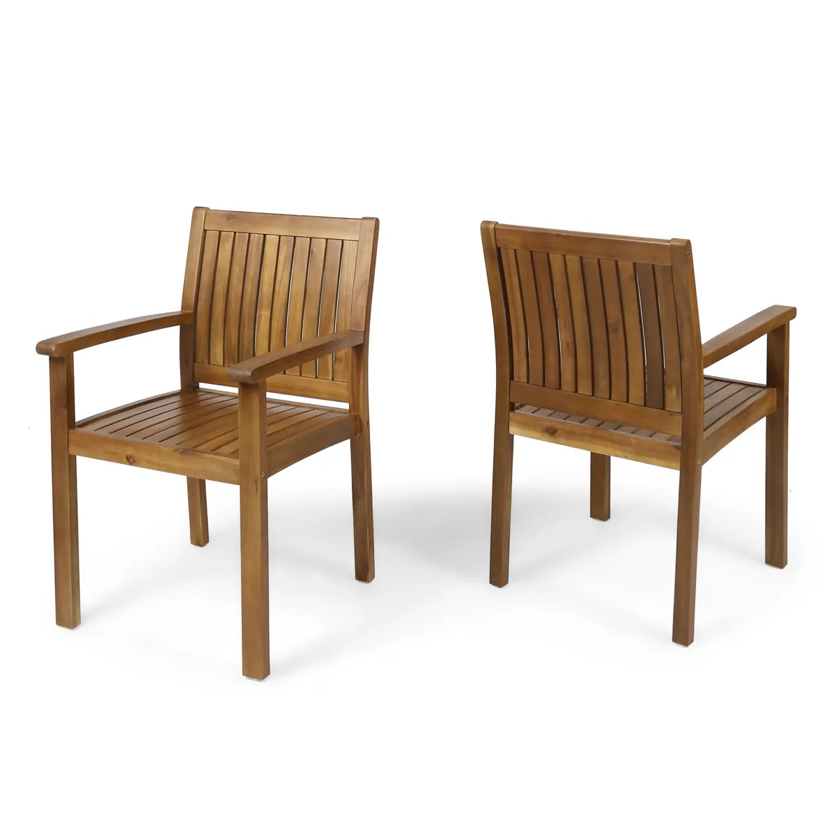 Teak Wood Dining Chairs, Set of 2