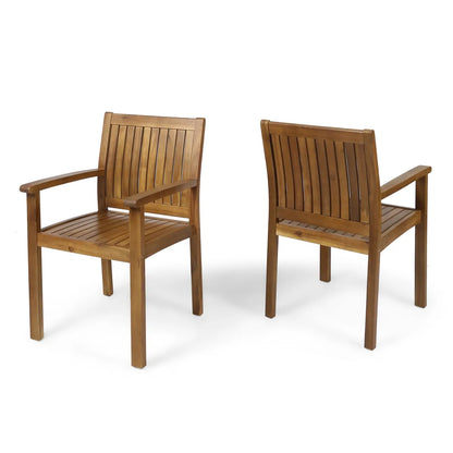 Teak Wood Dining Chairs, Set of 2