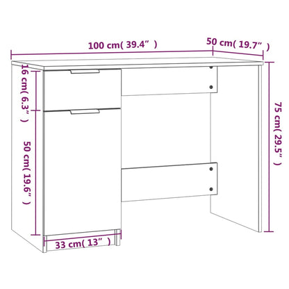 Textured engineered wood desk, 100cm