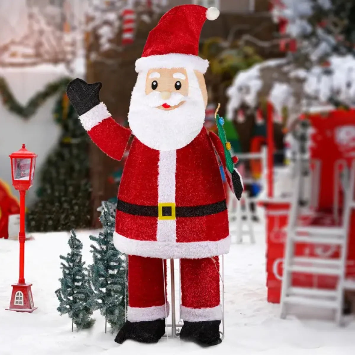 6 Ft Pre-Lit Pull-Up Santa Claus Waving Christmas Yard Decoration