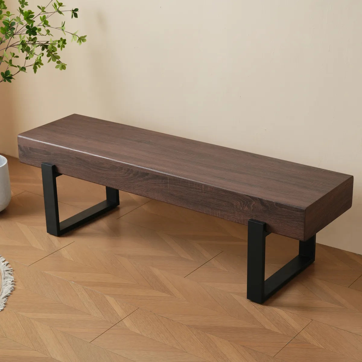 59" Farmhouse Entryway Bench, Industrial Shoe & Storage Bench