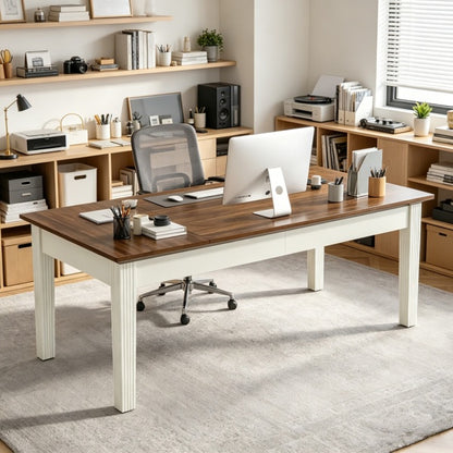 Sturdy MDF home office desk, natural wood
