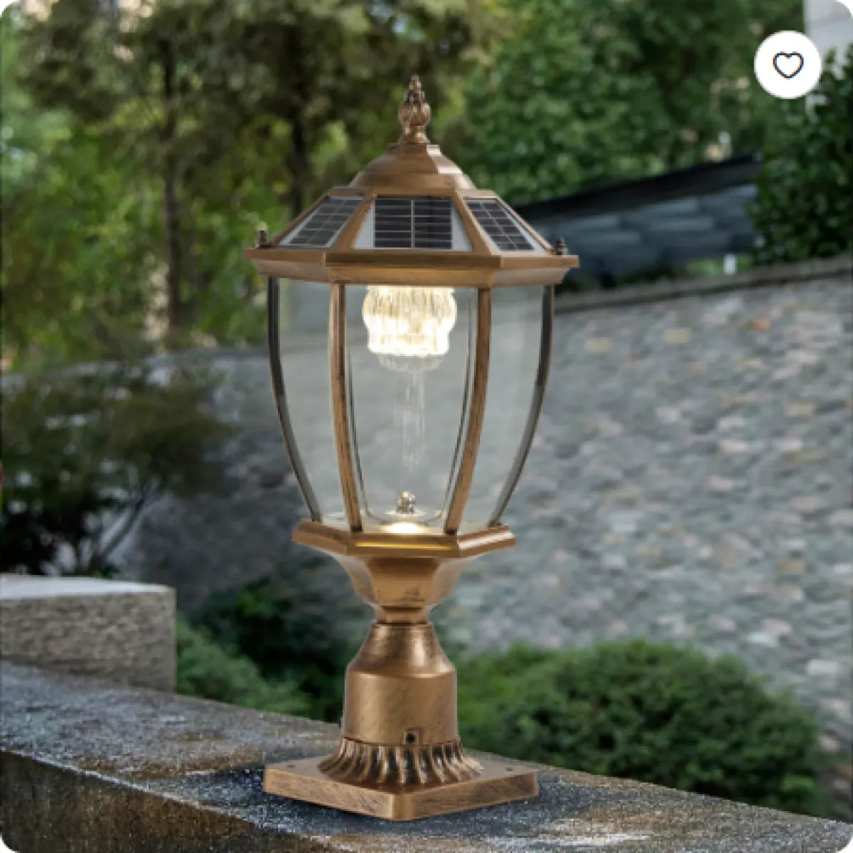 Solar Powered LED Outdoor Lantern – Vintage Glass Garden Pathway Light