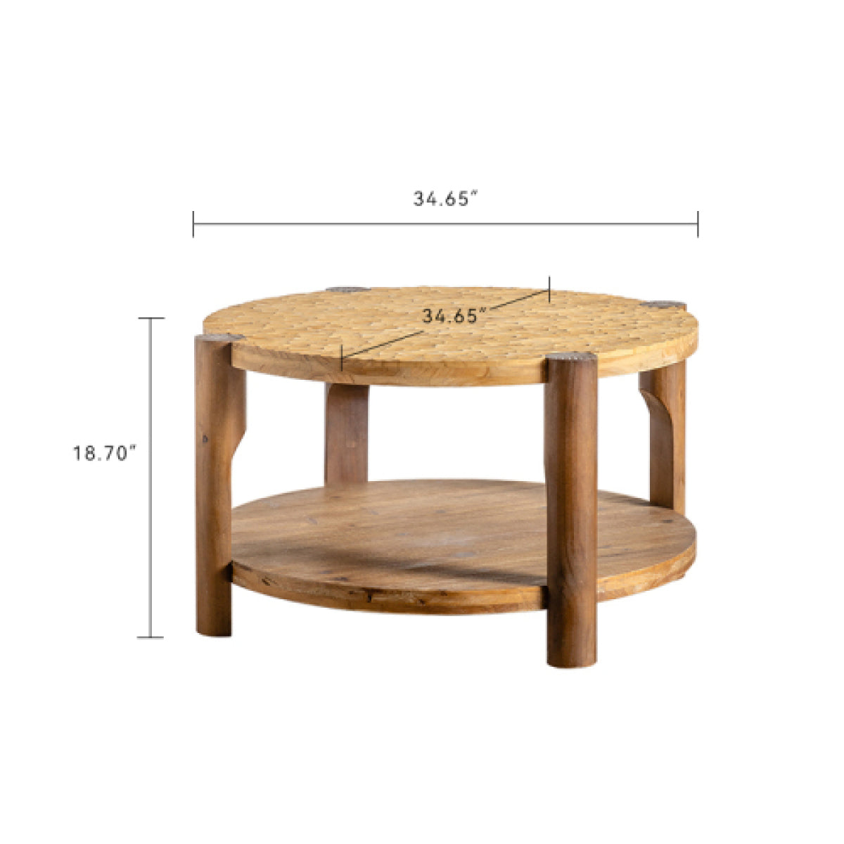 2-Tier Round Coffee Table – Solid Wood Legs & MDF Top, Mid Century Modern Living Room – view 2