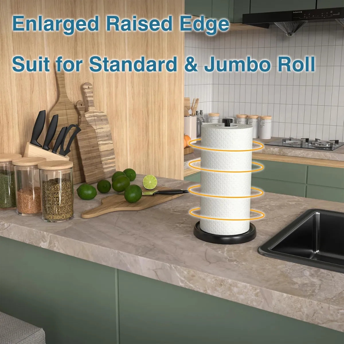 Stainless Steel Paper Towel Holder – Weighted Base One-Handed Tear Stand