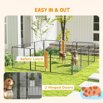 12-Panel Dog Pen with Gate – Heavy-Duty Puppy Playpen Fence