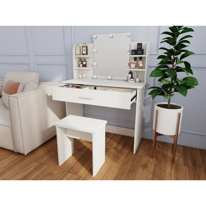 Vanity Table with Adjustable Mirror & Stool