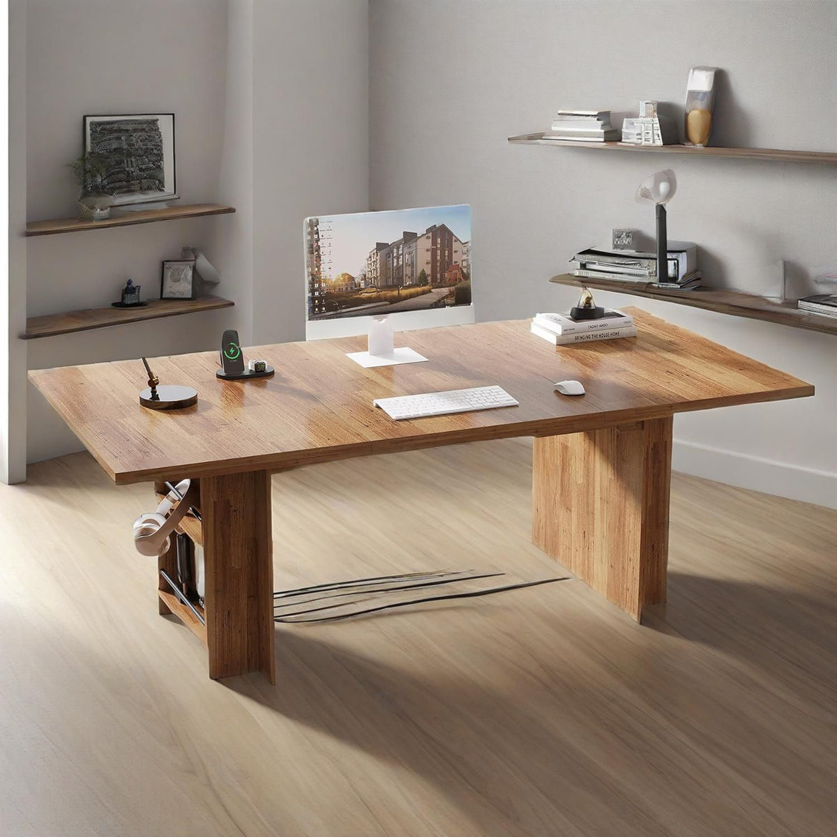 62.99 inch executive desk with storage shelves