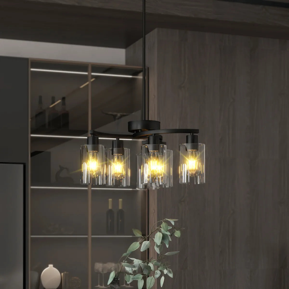 6-Light Modern Farmhouse Black Chandelier – Dining Room and Entryway Lighting
