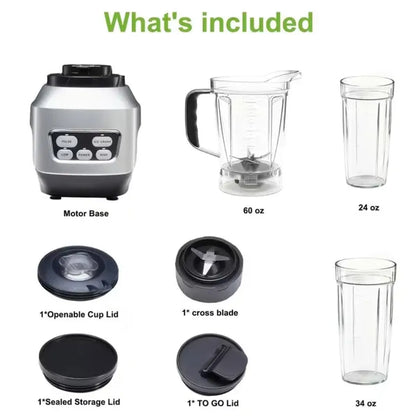 Countertop Smoothie Blender – 3 Portable BPA-Free Cups, 23/34/60 oz