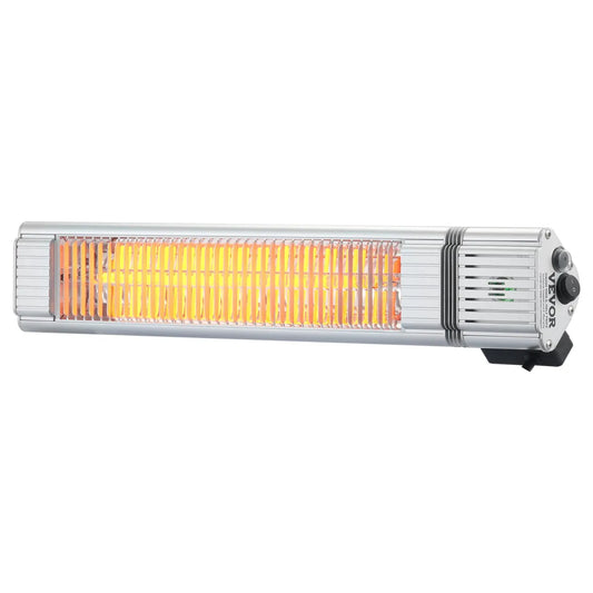 Wall-Mount Infrared Patio Heater, 1500W with Remote Control, Silver