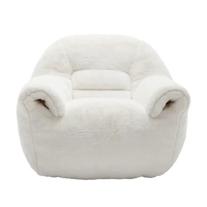 Faux Fur Bean Bag Chair with Back Support – Comfy Stuffed Floor Sofa, White – view 4