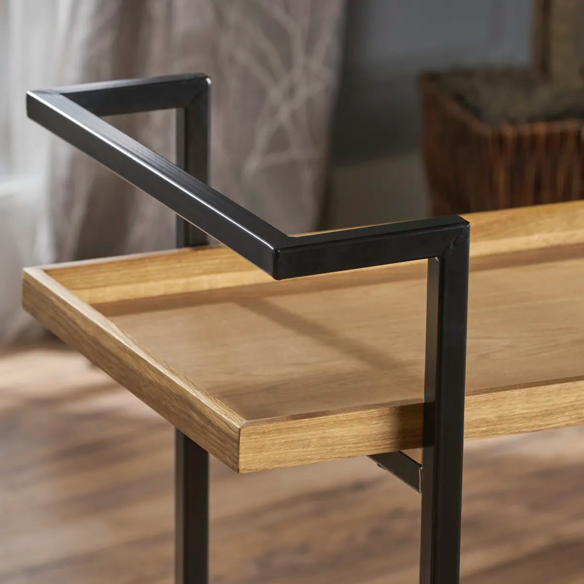 Rolling Bar Cart, Natural Wood – view 6