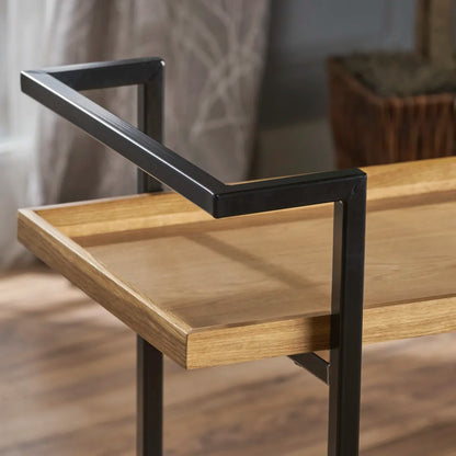 Rolling Bar Cart, Natural Wood – view 6