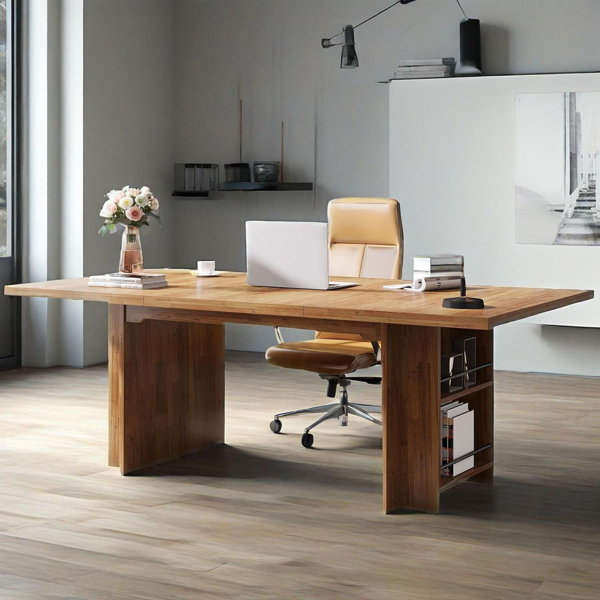 62.99 inch executive desk with storage shelves