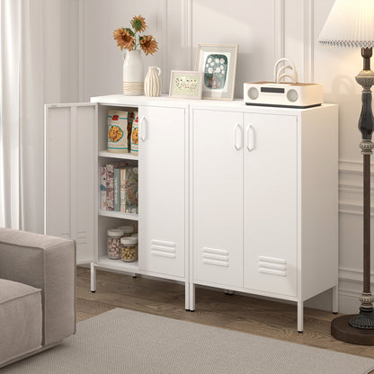 White steel storage cabinet with 2 doors