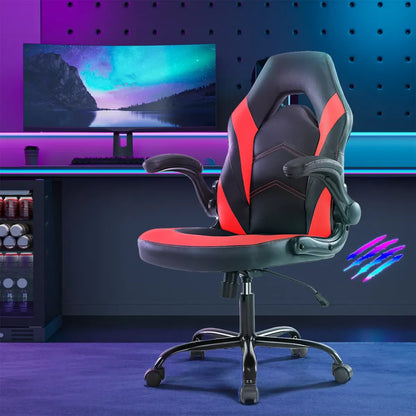 Ergonomic Leather Racing Gaming Chair with Flip-Up Armrests – view 7