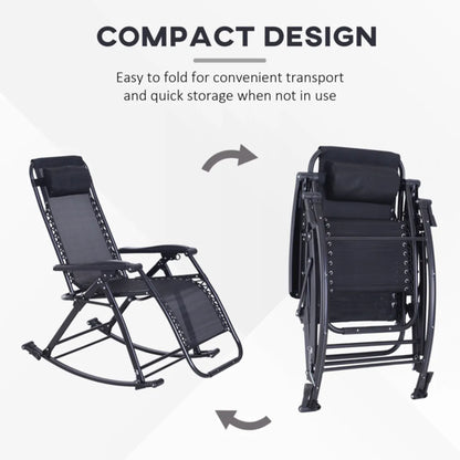 Zero-Gravity Folding Recliner Lounge Chair, Black
