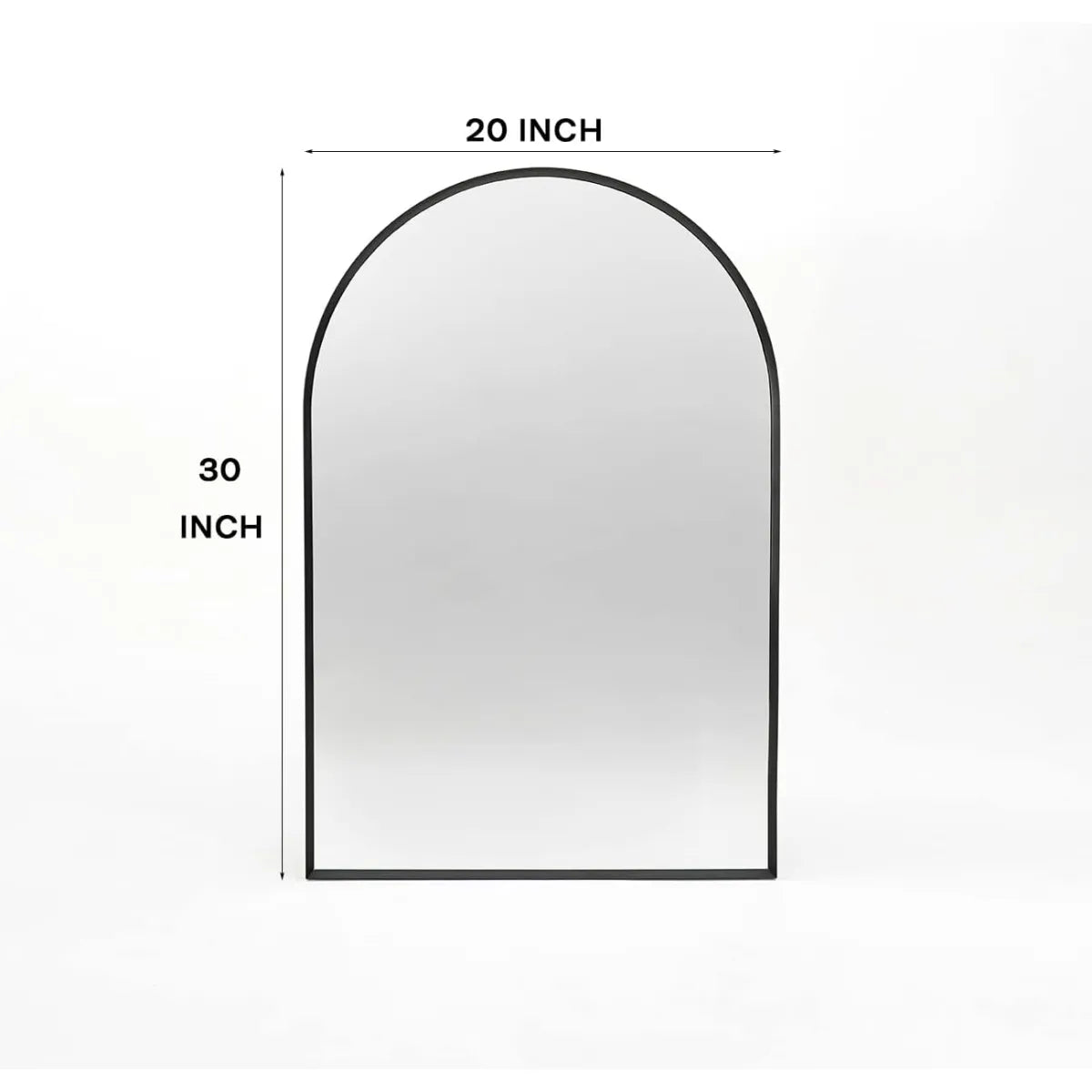 Arched Black Metal Framed Wall Mirror