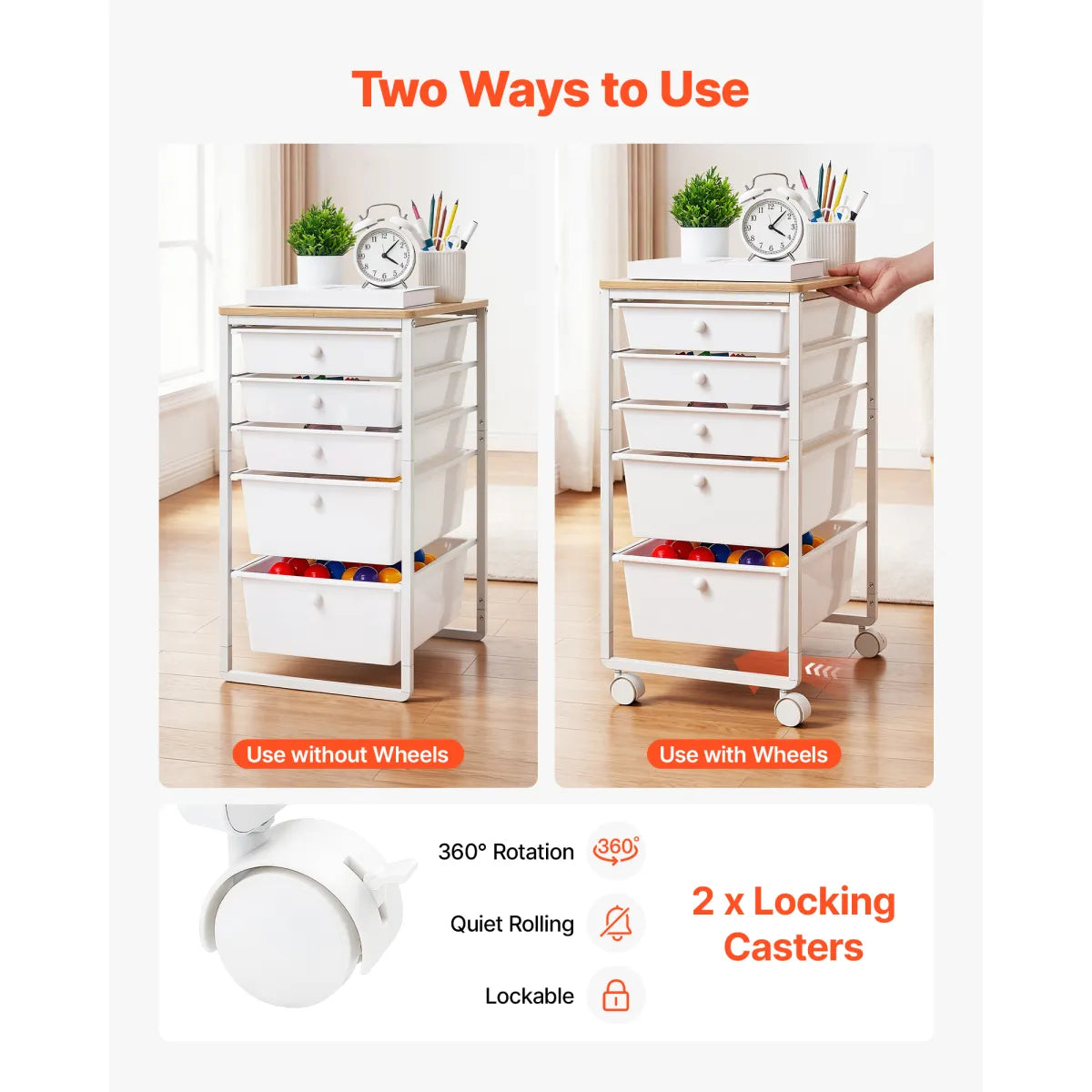 5-Drawer Rolling Storage Cart – Mobile Utility Organizer