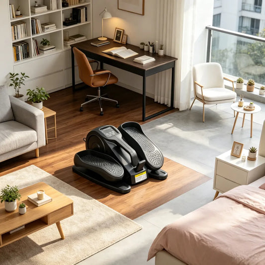 Under Desk Elliptical Machine with Remote and LCD Display for Home Office